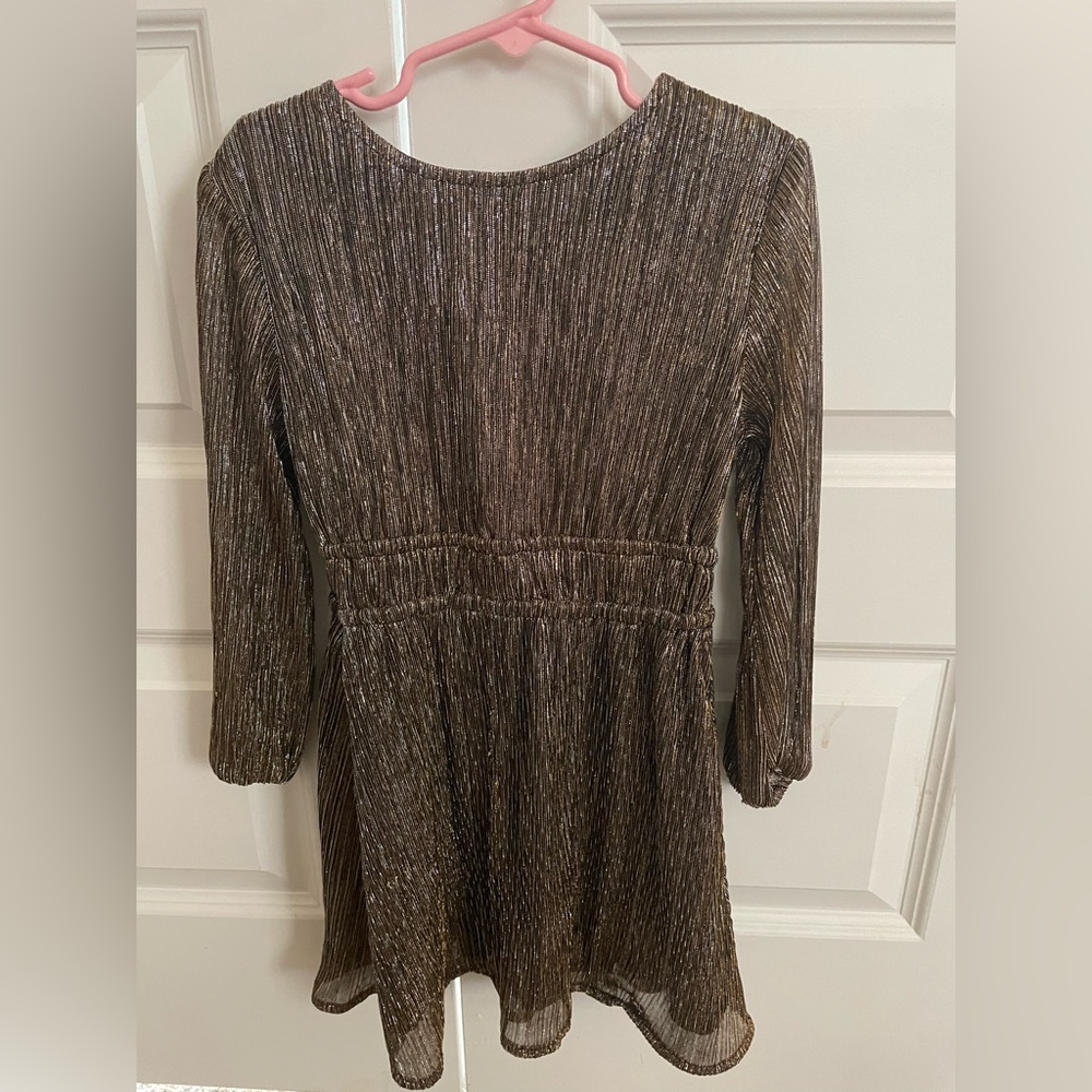 Gap Kids-Metallic Brown Long Sleeve Dress
